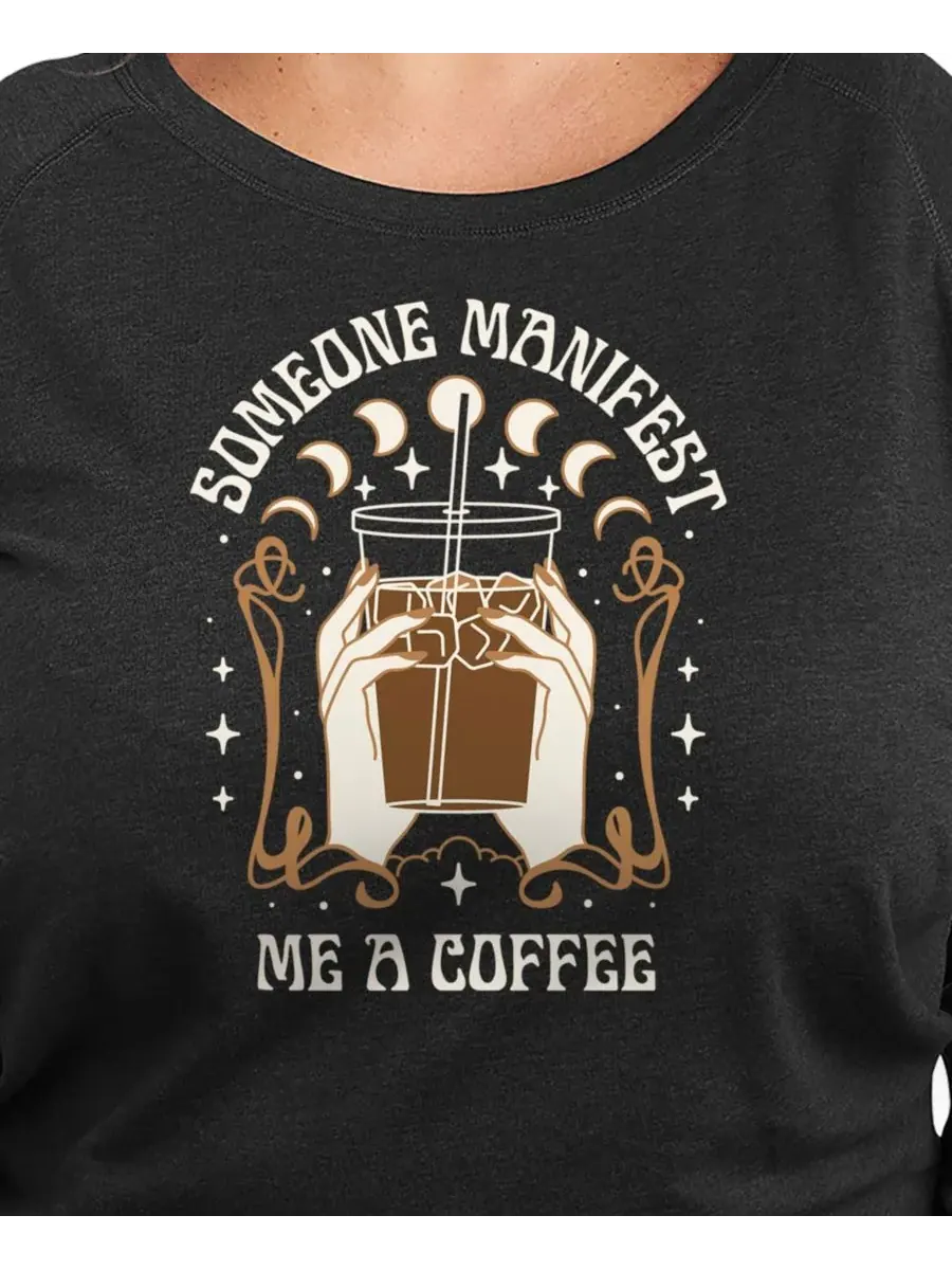 Футболка-пуловер с графическим принтом "Manifest Coffee" больших размеров Hybrid Apparel — изображение 3 из 3, черный