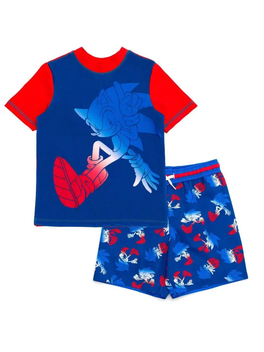 Комплект из рашгарда и плавок Sonic The Hedgehog — красный