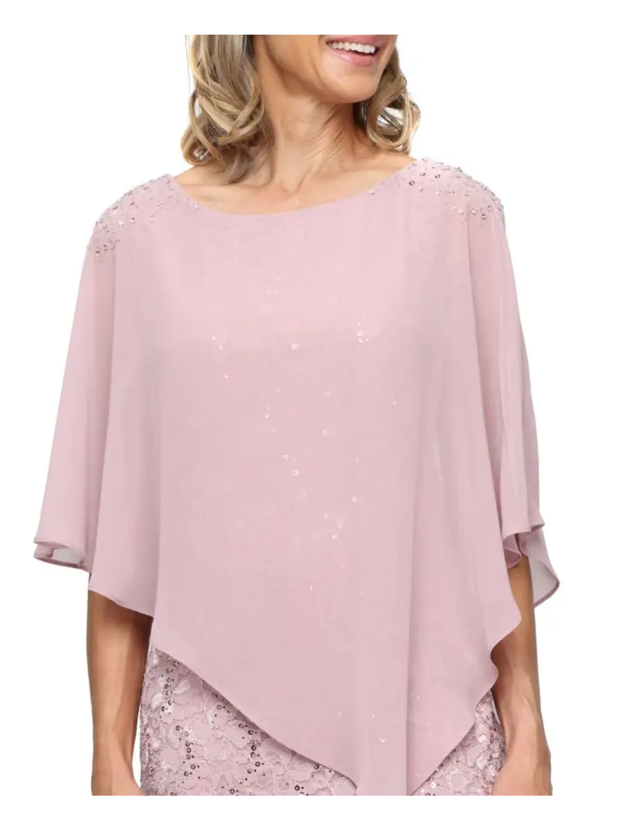 Женское короткое платье-футляр из эластичного кружева SL Fashions — изображение 2 из 3, пудровый розовый