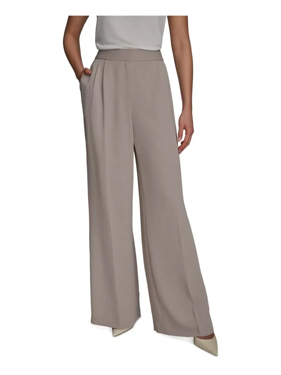 Брюки с широкими штанинами Petite Pinstripe Wide-Leg Donna Karan New York — изображение 1 из 6, кремовый