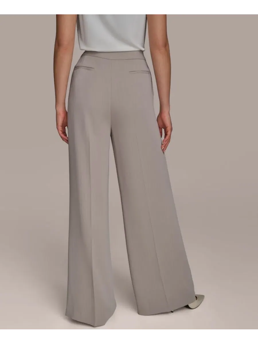 Брюки с широкими штанинами Petite Pinstripe Wide-Leg Donna Karan New York — изображение 5 из 6, кремовый