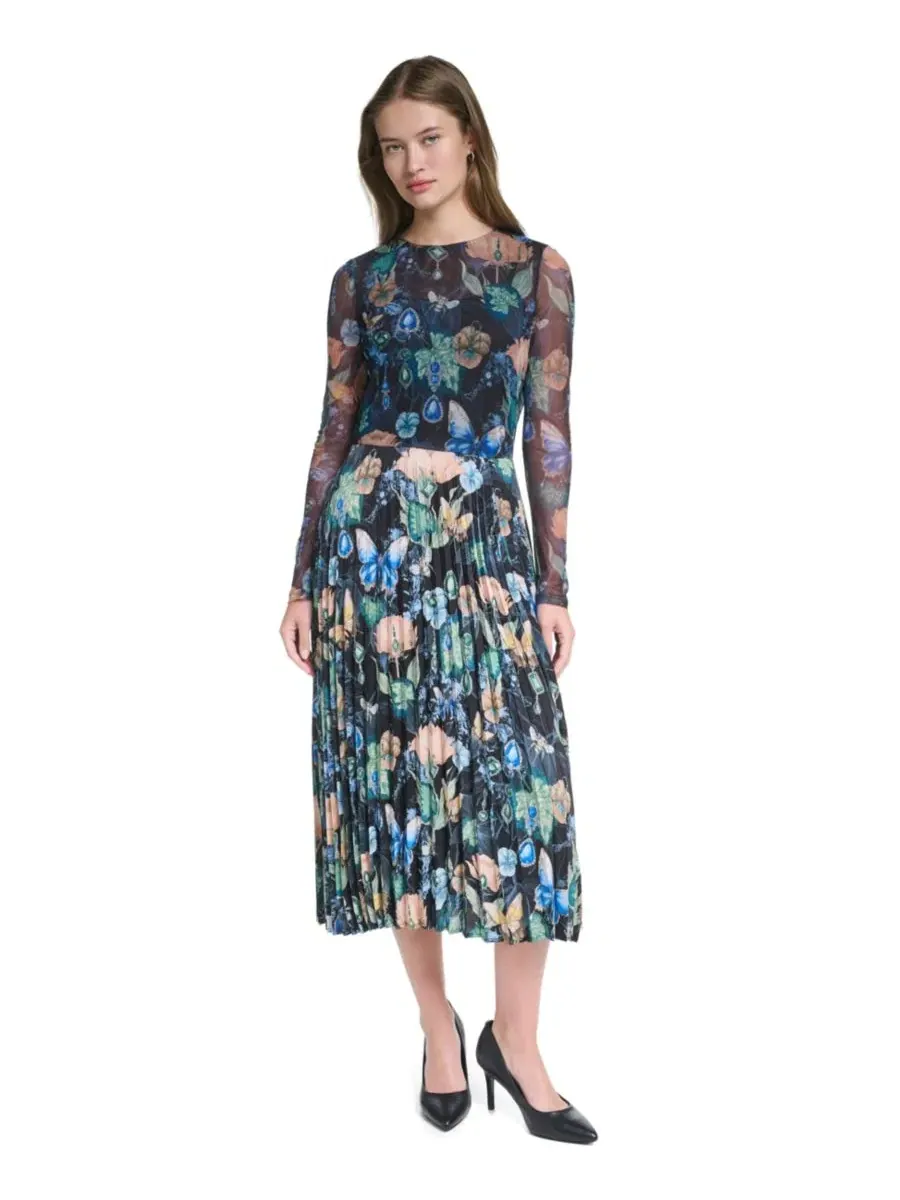 Платье с длинным рукавом и принтом KARL LAGERFELD PARIS