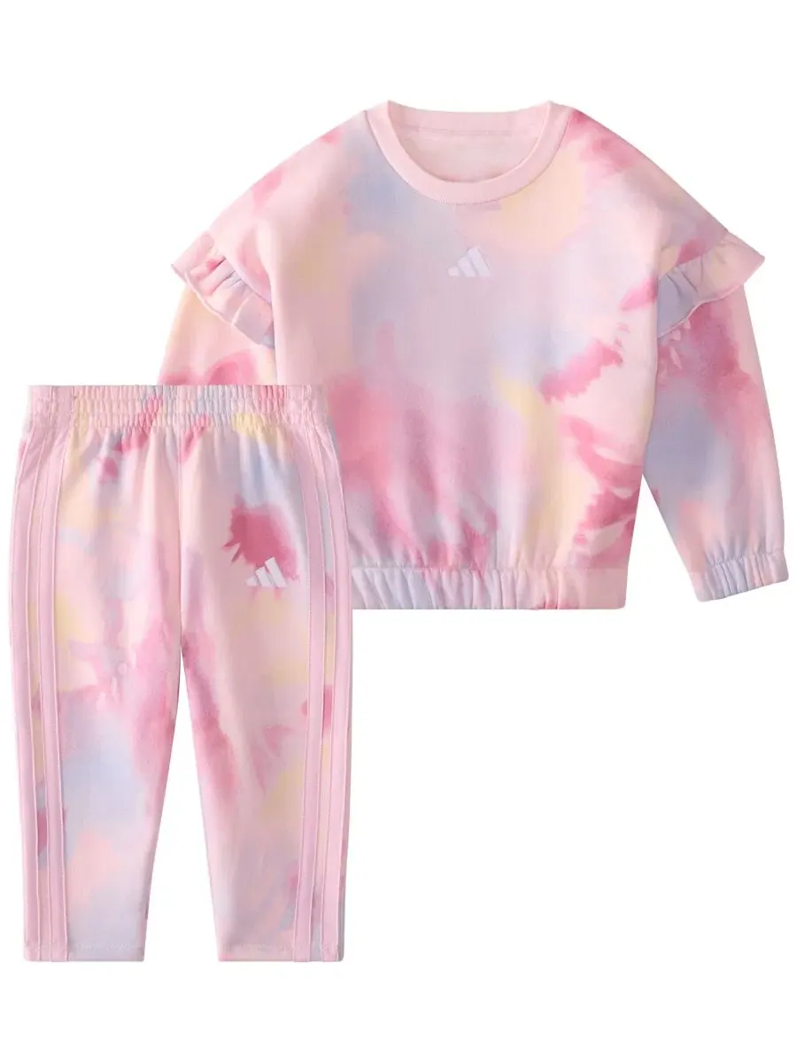 Комплект из футера с принтом, модель Baby Girls' Long-Sleeve Sweatshirt and Pants adidas