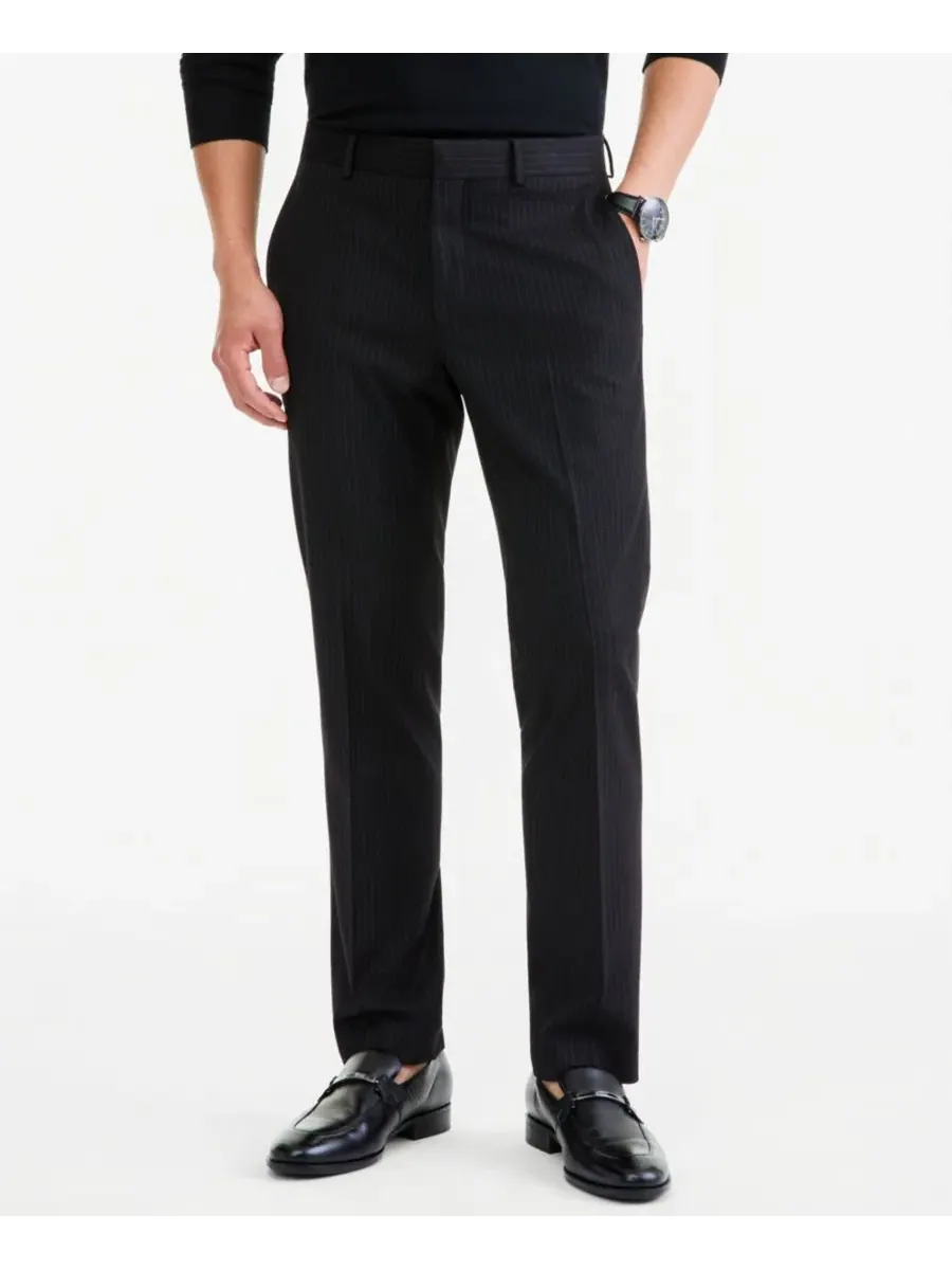 Брюки классические в полоску slim fit Kenneth Cole Reaction — изображение 3 из 6, черный