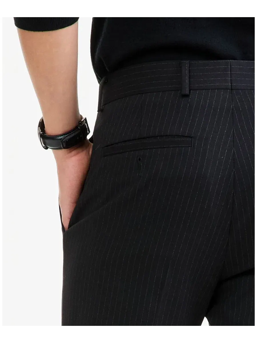 Брюки классические в полоску slim fit Kenneth Cole Reaction — изображение 5 из 6, черный