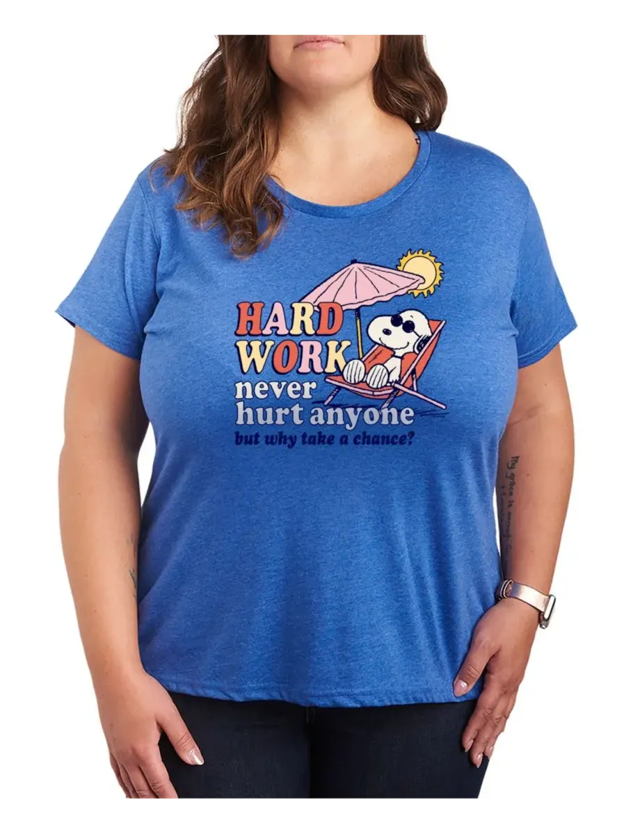 Футболка с графическим принтом и коротким рукавом Peanuts Hard Work Hybrid Apparel — изображение 1 из 3, синий