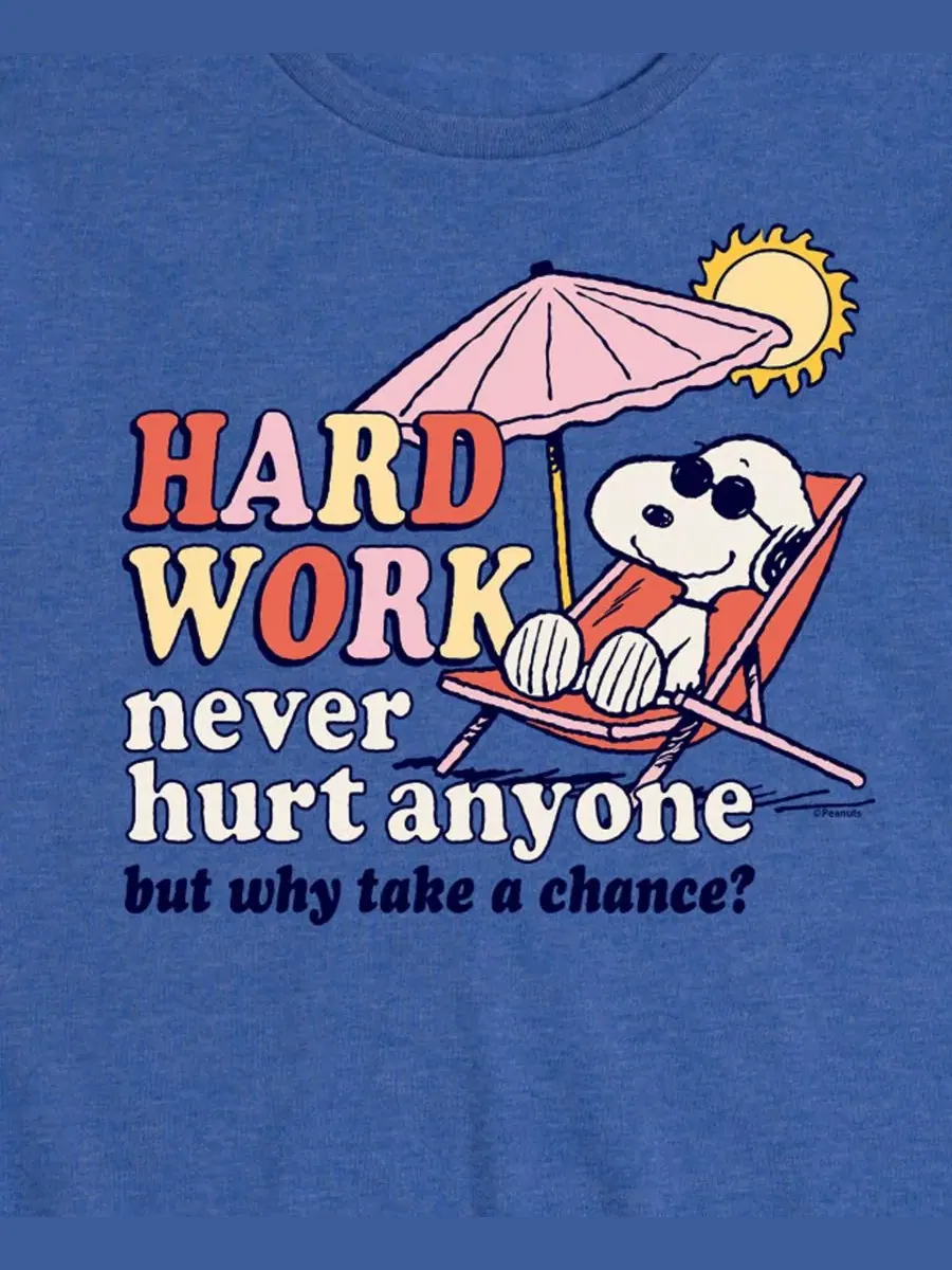Футболка с графическим принтом и коротким рукавом Peanuts Hard Work Hybrid Apparel — изображение 2 из 3, синий