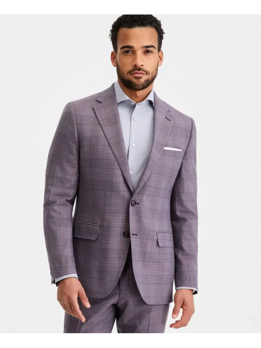 Костюм-тройка с принтом в клетку, модель Modern-Fit Ted Baker — фиолетовый