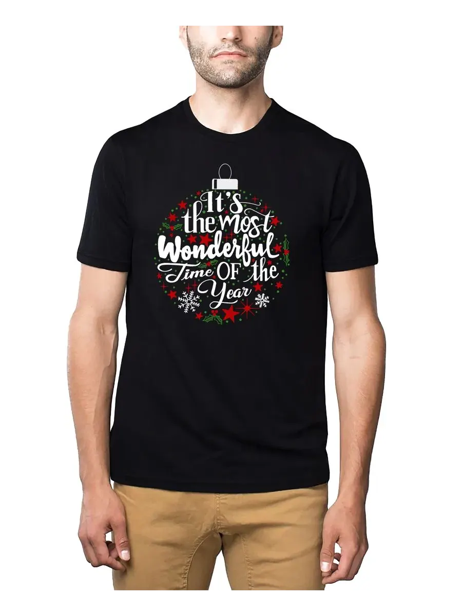 Футболка с новогодним принтом It's The Most Wonderful Time of The Year LA Pop Art — изображение 1 из 4, черный