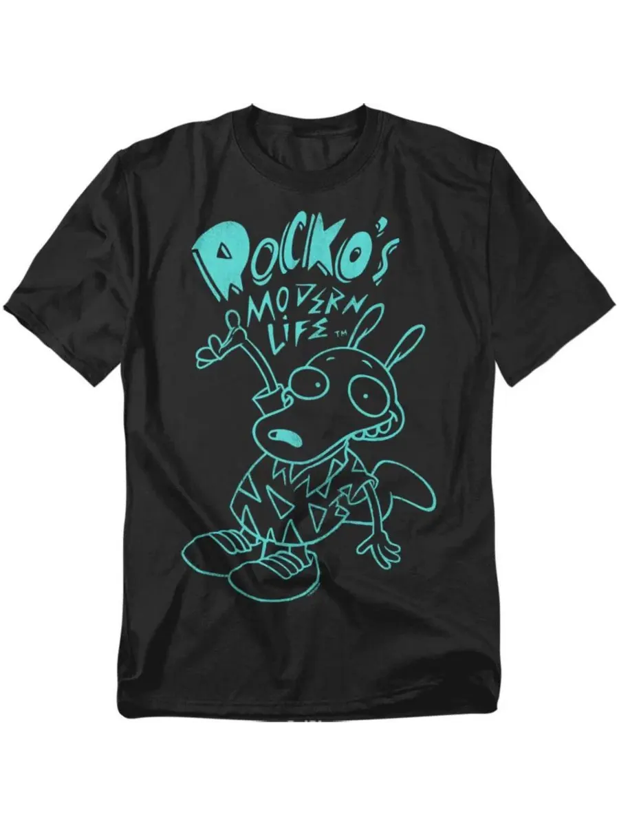 Футболка с принтом Rocko's Modern Life Neon Rocko Rugrats — черный