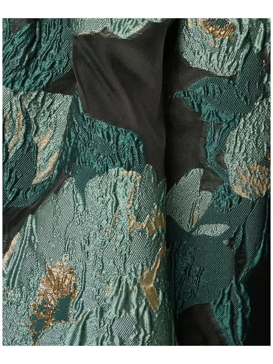 Платье из жаккарда с V-образным вырезом, с металлическим эффектом, Combo Floral Jacquard Dress — изображение 6 из 7, черный