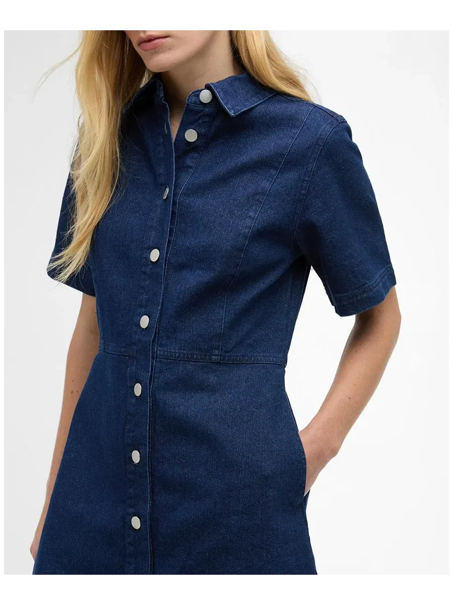 Платье мини джинсовое с воротником Maia Pointed-Collar Mini Denim Barbour — изображение 2 из 5, красный