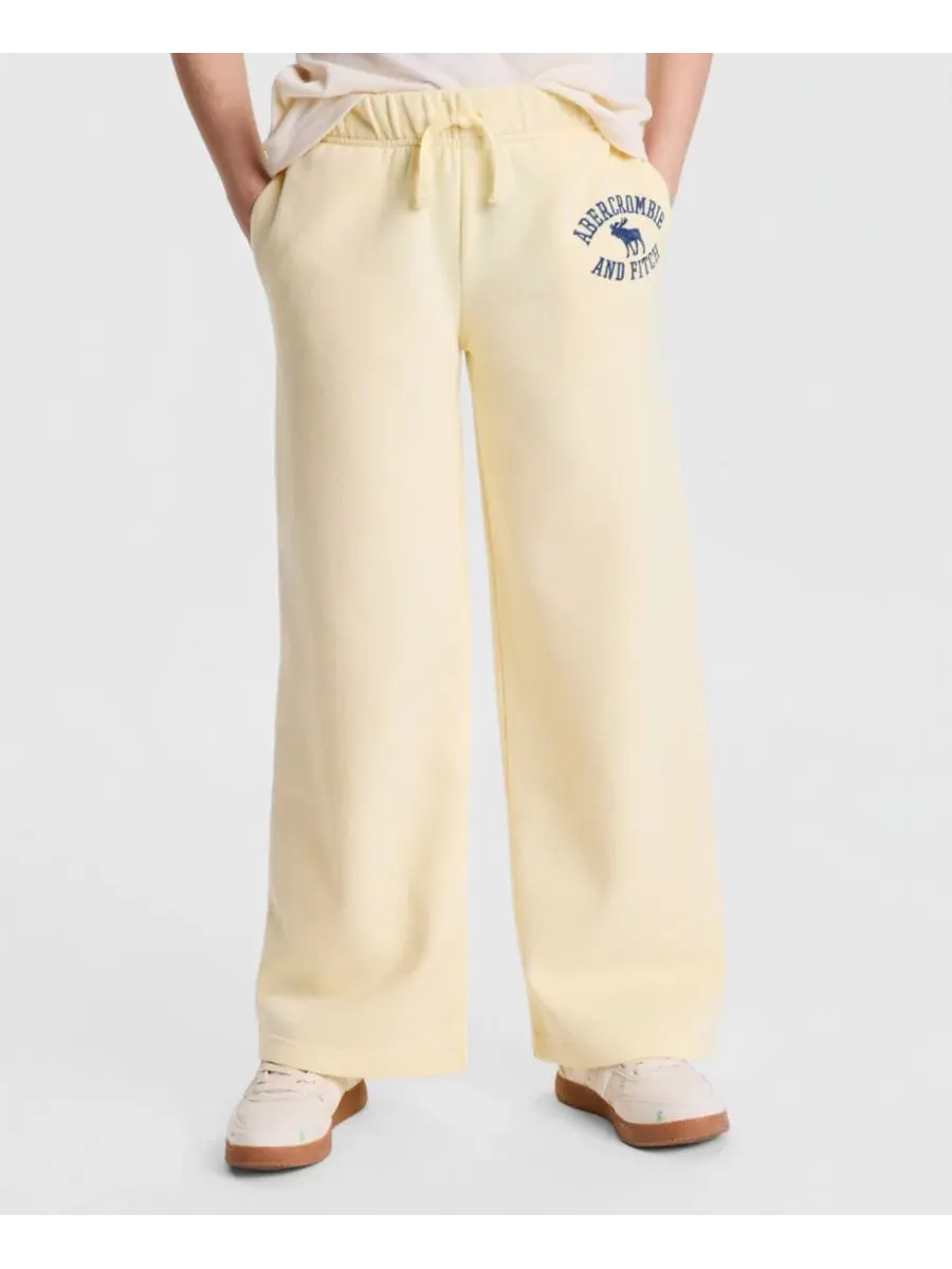 Штаны из флиса свободного кроя с низкой посадкой Logo Low-Rise Baggy Fleece Pants abercrombie kids