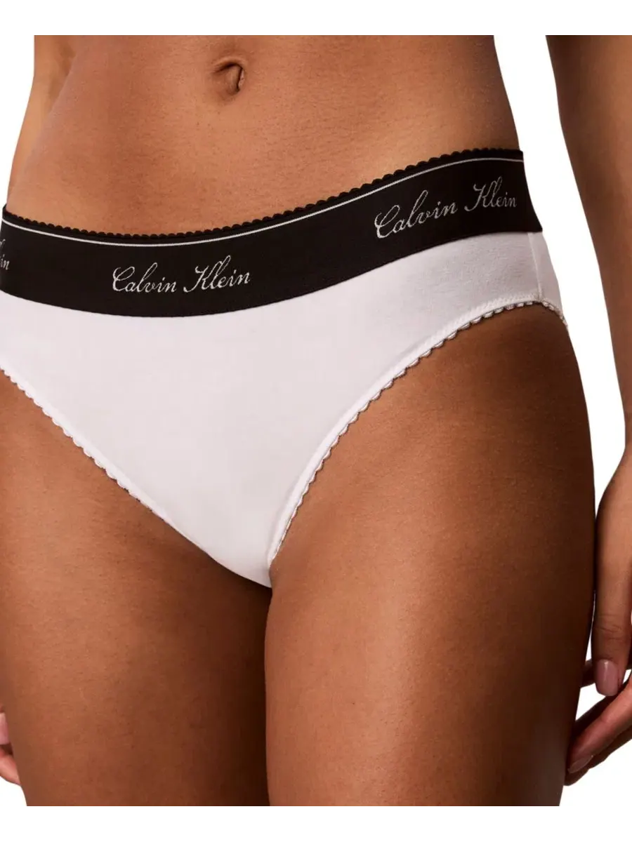 Трусы-бикини Calvin Klein Icon Cotton-Modal Blend Script Bikini, QF9073 — изображение 1 из 10, белый