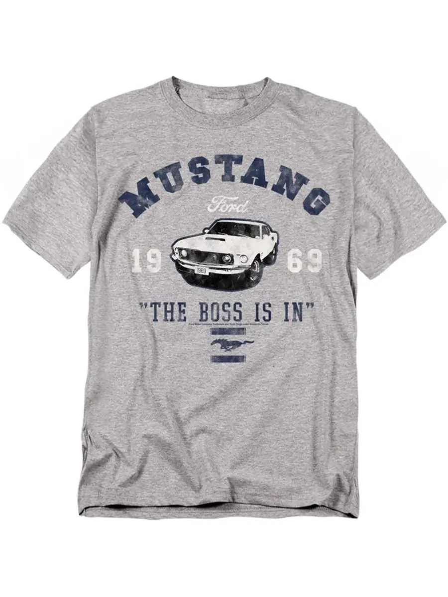 Футболка с принтом The Boss Is In Mustang — изображение 1 из 3, приглушенный