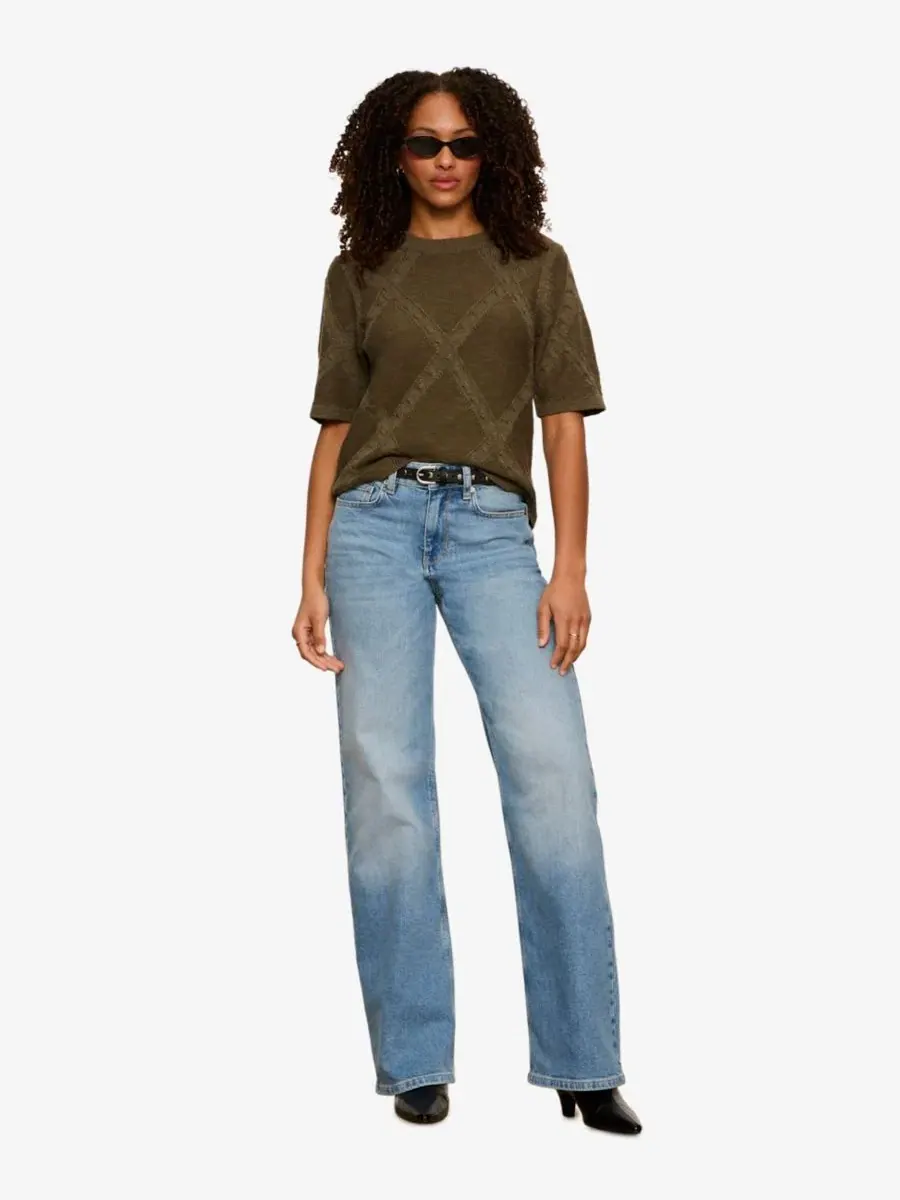Свитер-футболка с ромбовидным узором Petite Diamond Stitch Sweater T-Shirt Sanctuary — изображение 2 из 6, каламата