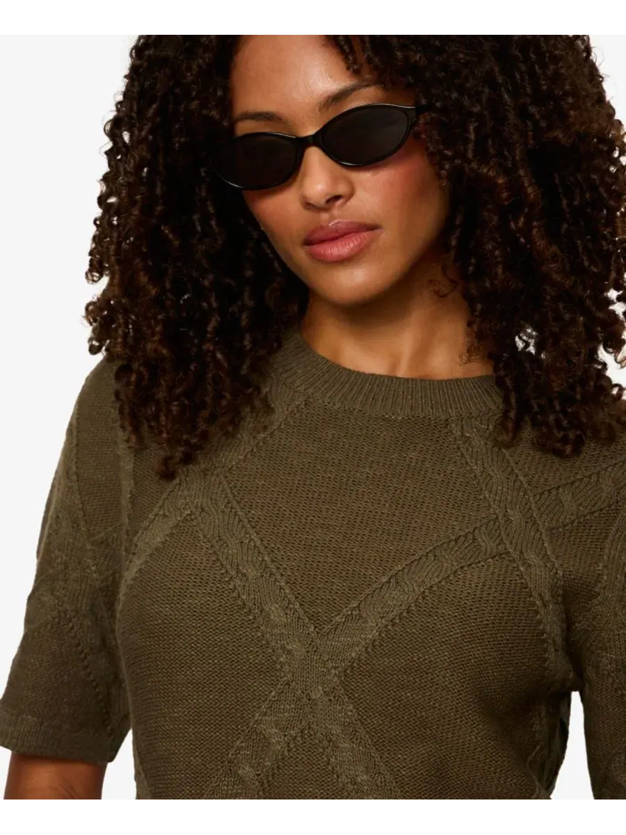 Свитер-футболка с ромбовидным узором Petite Diamond Stitch Sweater T-Shirt Sanctuary — изображение 6 из 6, каламата