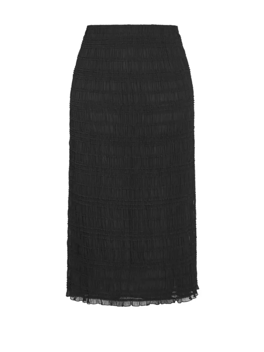 Юбка макси на кулиске с рюшами Emelia High-Waisted Maxi Shirred Skirt CITY CHIC — изображение 4 из 5, черный