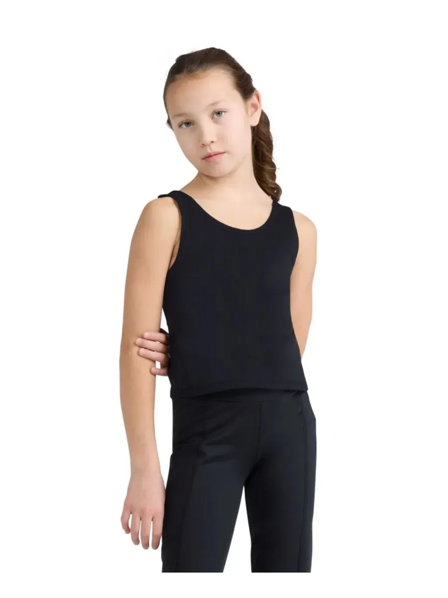 Детский укороченный спортивный топ без рукавов YPB Abercrombie Kids — изображение 1 из 7, черный