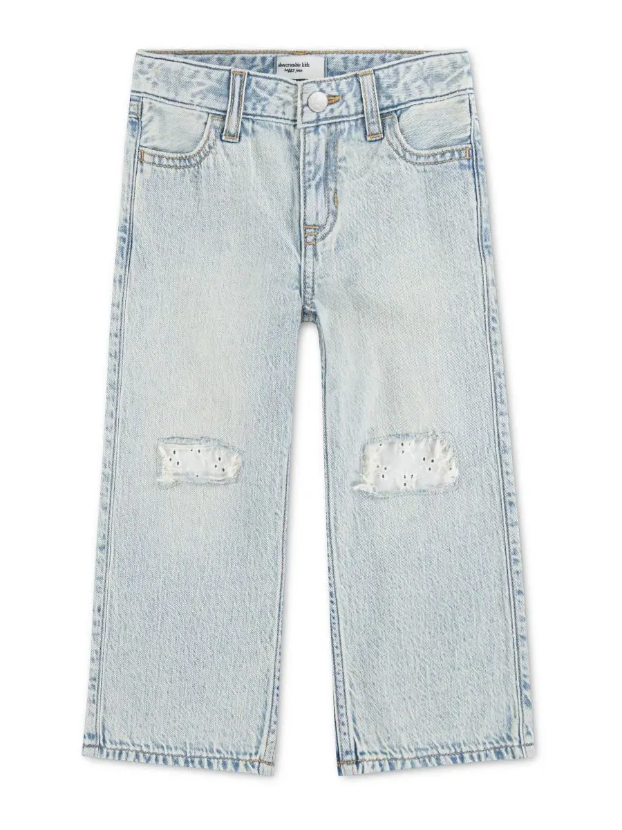 Детские джинсы свободного кроя с перфорацией для девочек 2T-5T Abercrombie Kids