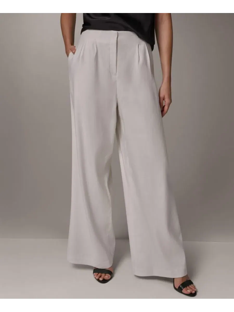Женские плиссированные брюки с широкими штанинами Donna Karan New York — изображение 1 из 6, бежевый