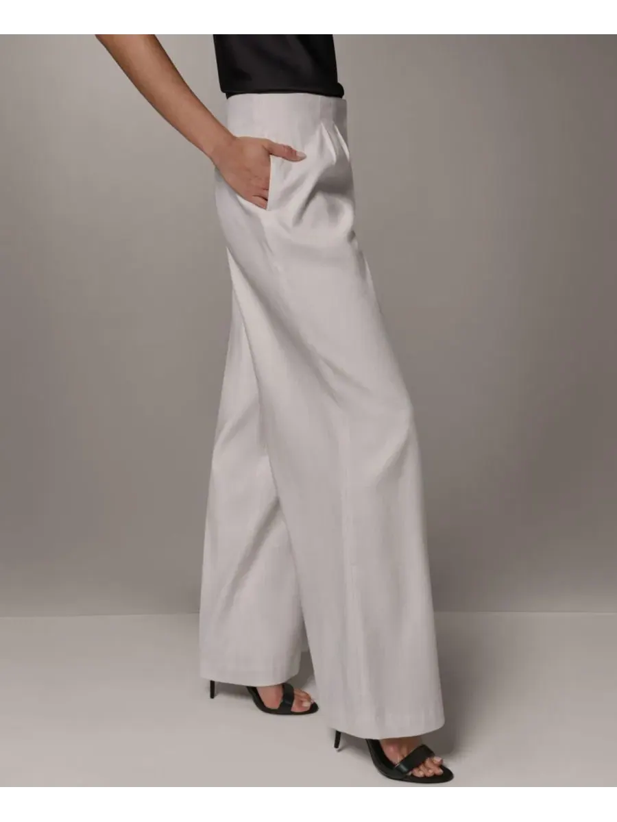 Женские плиссированные брюки с широкими штанинами Donna Karan New York — изображение 3 из 6, бежевый