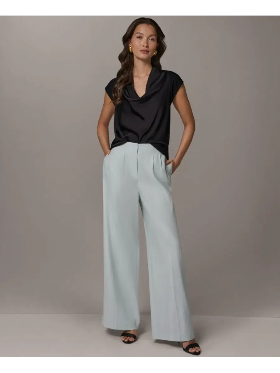 Женские плиссированные брюки с широкими штанинами Donna Karan New York — изображение 5 из 6, небесный