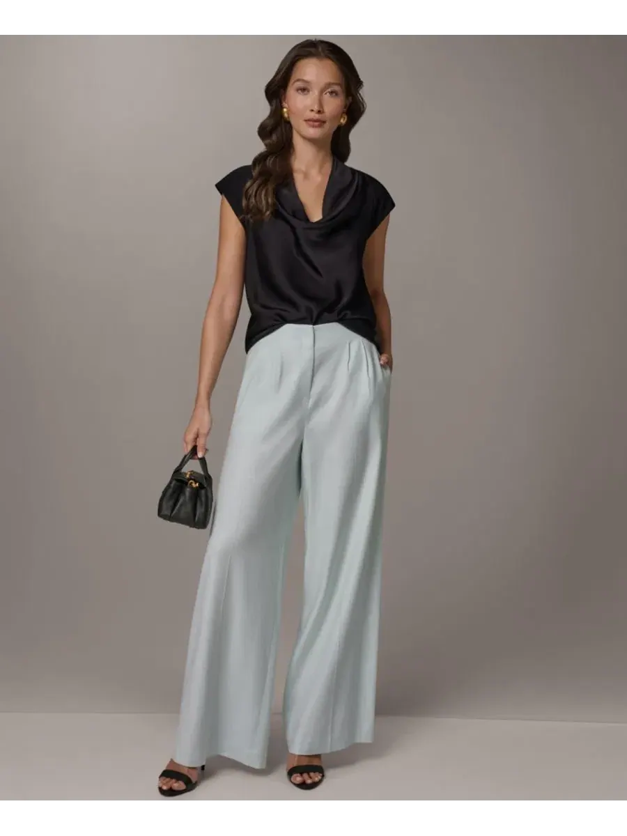 Женские плиссированные брюки с широкими штанинами Donna Karan New York — изображение 6 из 6, небесный