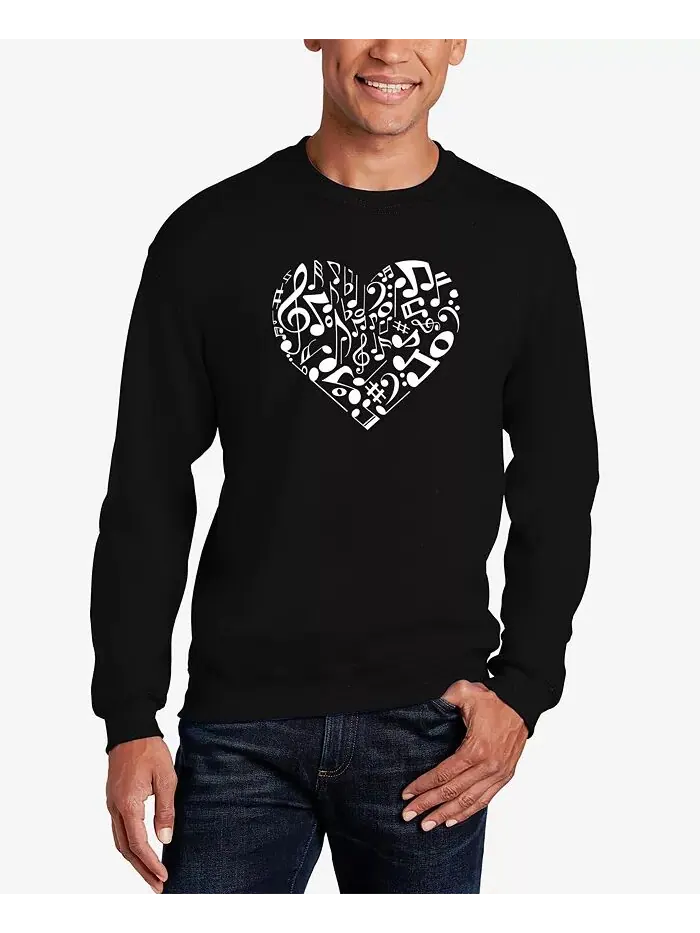 Мужская толстовка с круглым вырезом Word Art Heart Notes LA Pop Art — изображение 1 из 3, черный