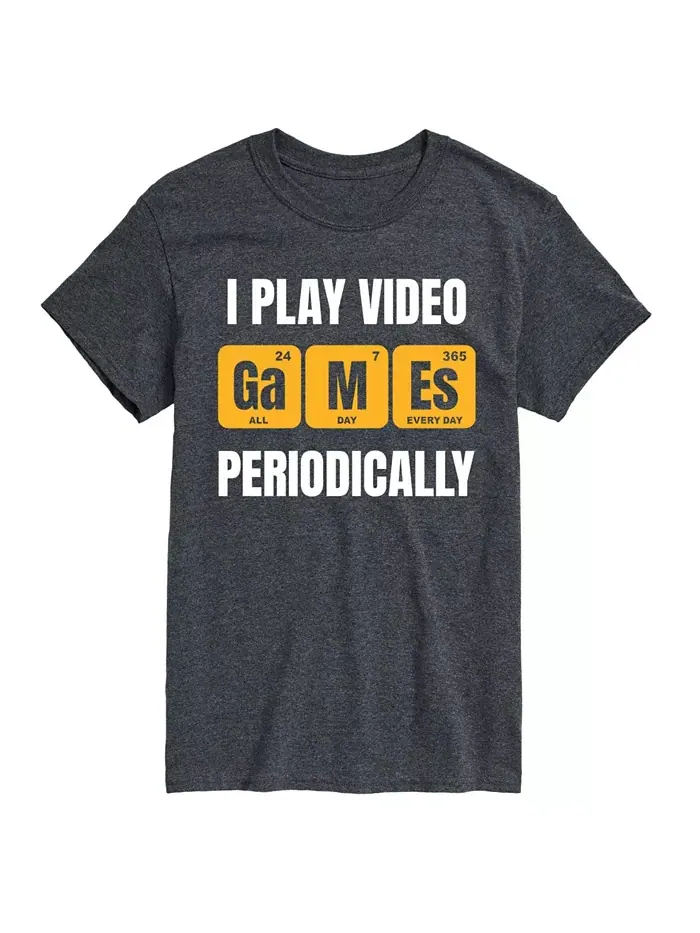 Футболка мужская с коротким рукавом Hybrid Apparel I Play Video Games Periodically AIRWAVES — изображение 1 из 7, темно-серый