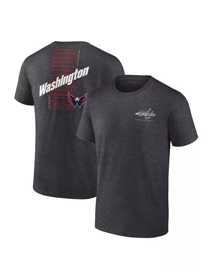 Мужская футболка Heather Charcoal Washington Capitals Backbone Fanatics — изображение 1 из 3, темно-серый