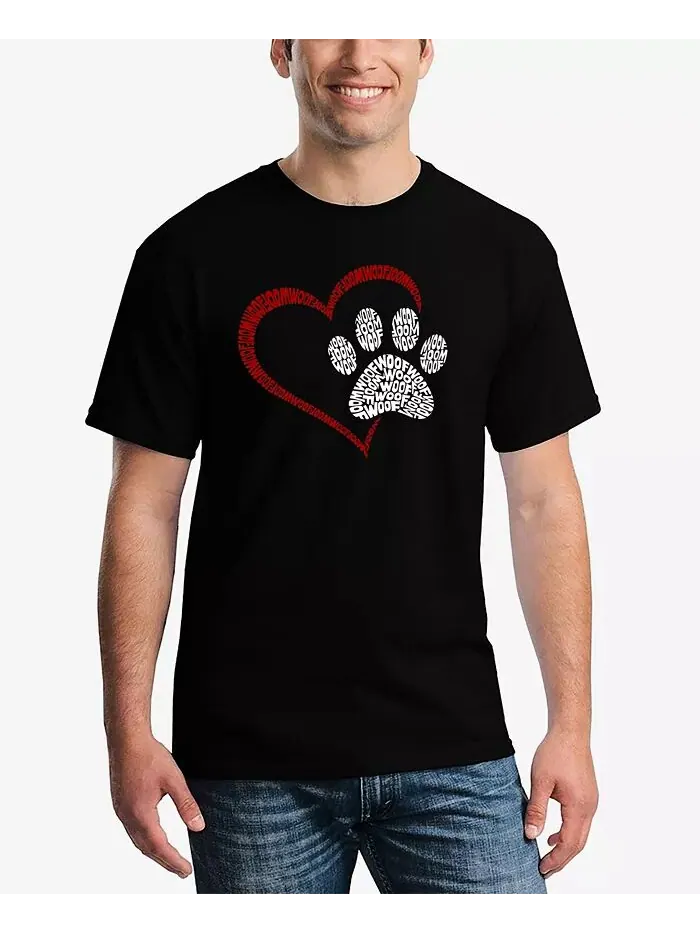 Paw Heart - Мужская футболка с надписью Word Art LA Pop Art — изображение 1 из 5, черный
