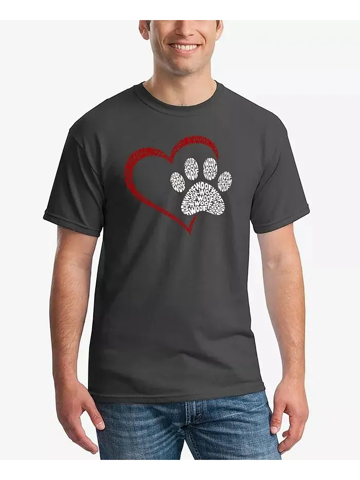 Paw Heart - Мужская футболка с надписью Word Art LA Pop Art — изображение 5 из 5, черный