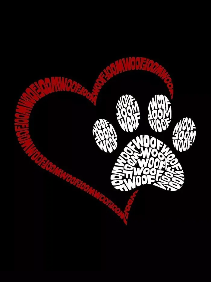 Paw Heart — мужская футболка с рисунком Word Art LA Pop Art — изображение 3 из 4, серый
