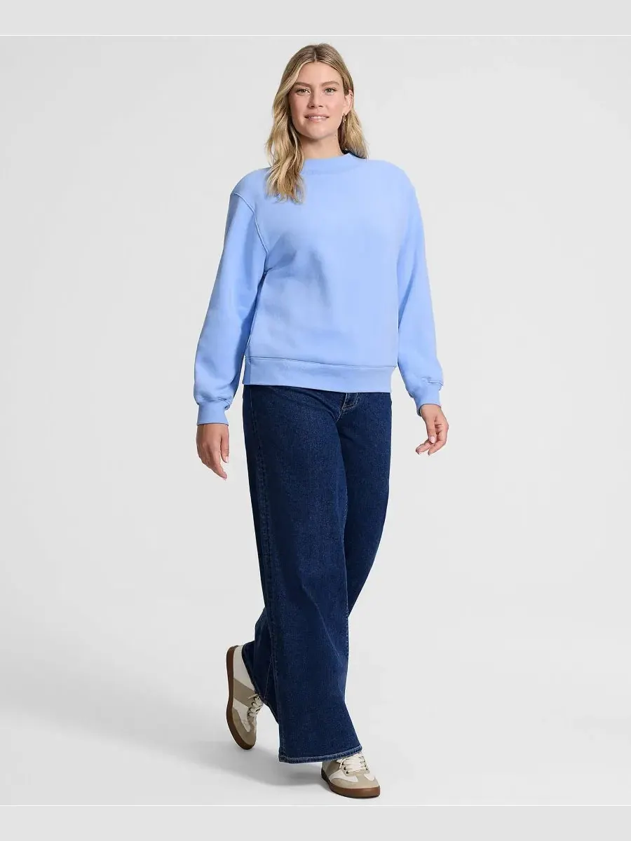 Женский свитшот с длинным рукавом и мок-горловиной Serious Sweats Lands' End — изображение 4 из 4, прозрачный синий