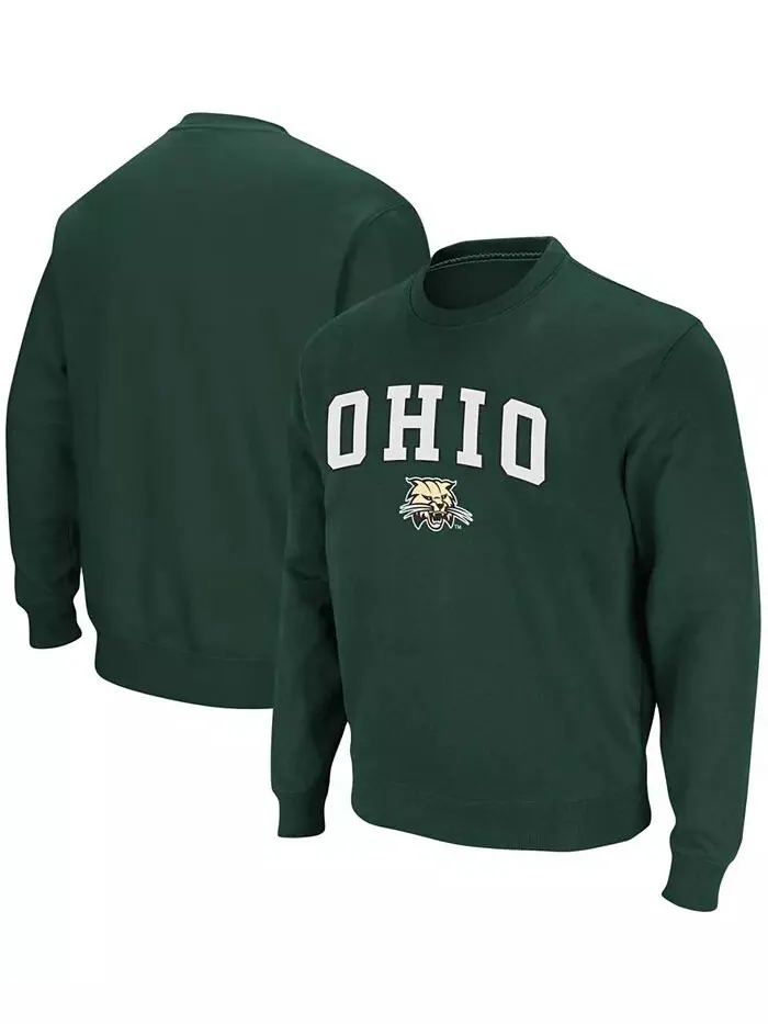 Мужская толстовка-пуловер Ohio Bobcats Arch Logo Tackle Twill Colosseum — изображение 1 из 3, зеленый