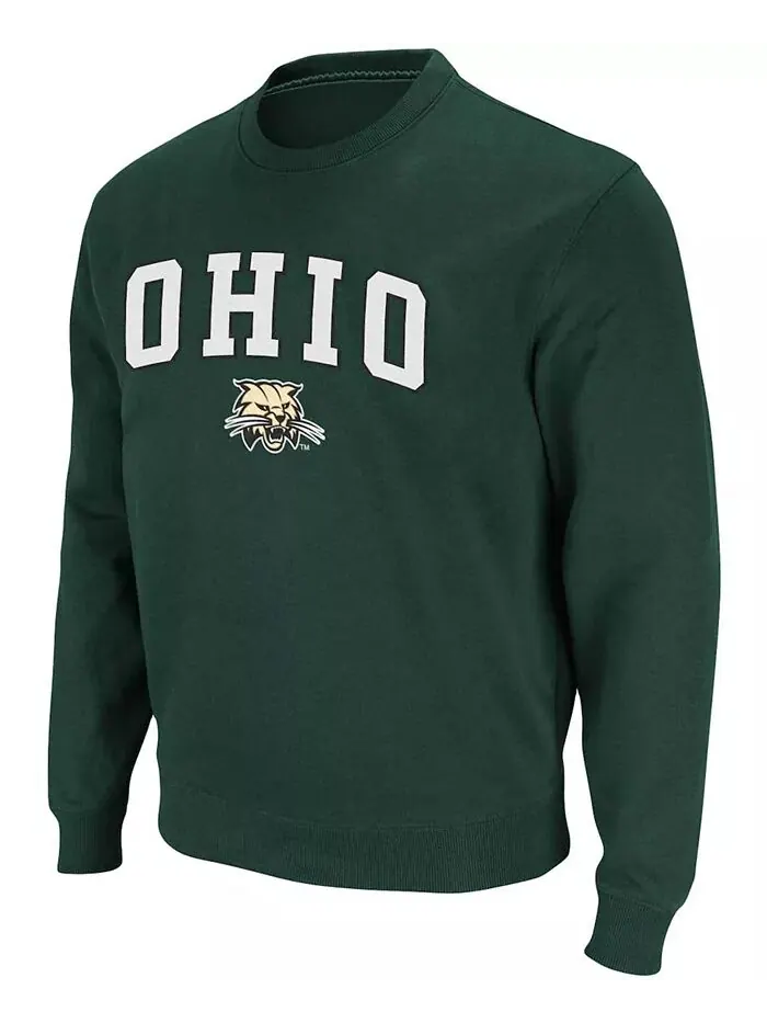Мужская толстовка-пуловер Ohio Bobcats Arch Logo Tackle Twill Colosseum — изображение 3 из 3, зеленый