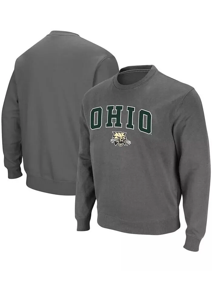 Мужская толстовка-пуловер Ohio Bobcats Arch Logo Tackle Twill Colosseum — изображение 1 из 5, темно-серый