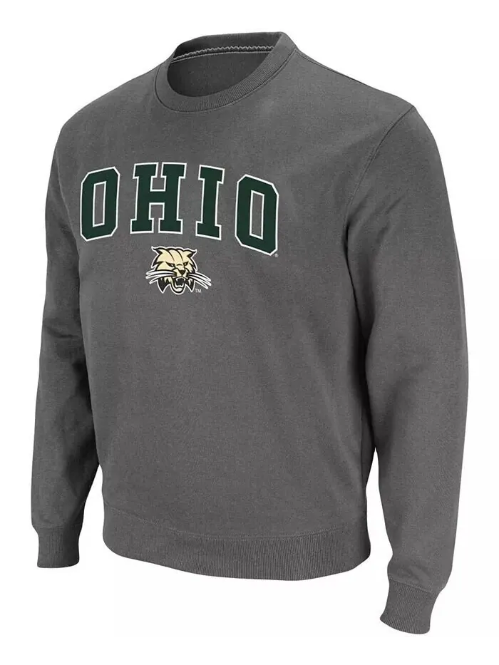 Мужская толстовка-пуловер Ohio Bobcats Arch Logo Tackle Twill Colosseum — изображение 3 из 5, темно-серый