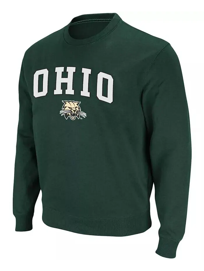 Мужская толстовка-пуловер Ohio Bobcats Arch Logo Tackle Twill Colosseum — изображение 5 из 5, темно-серый