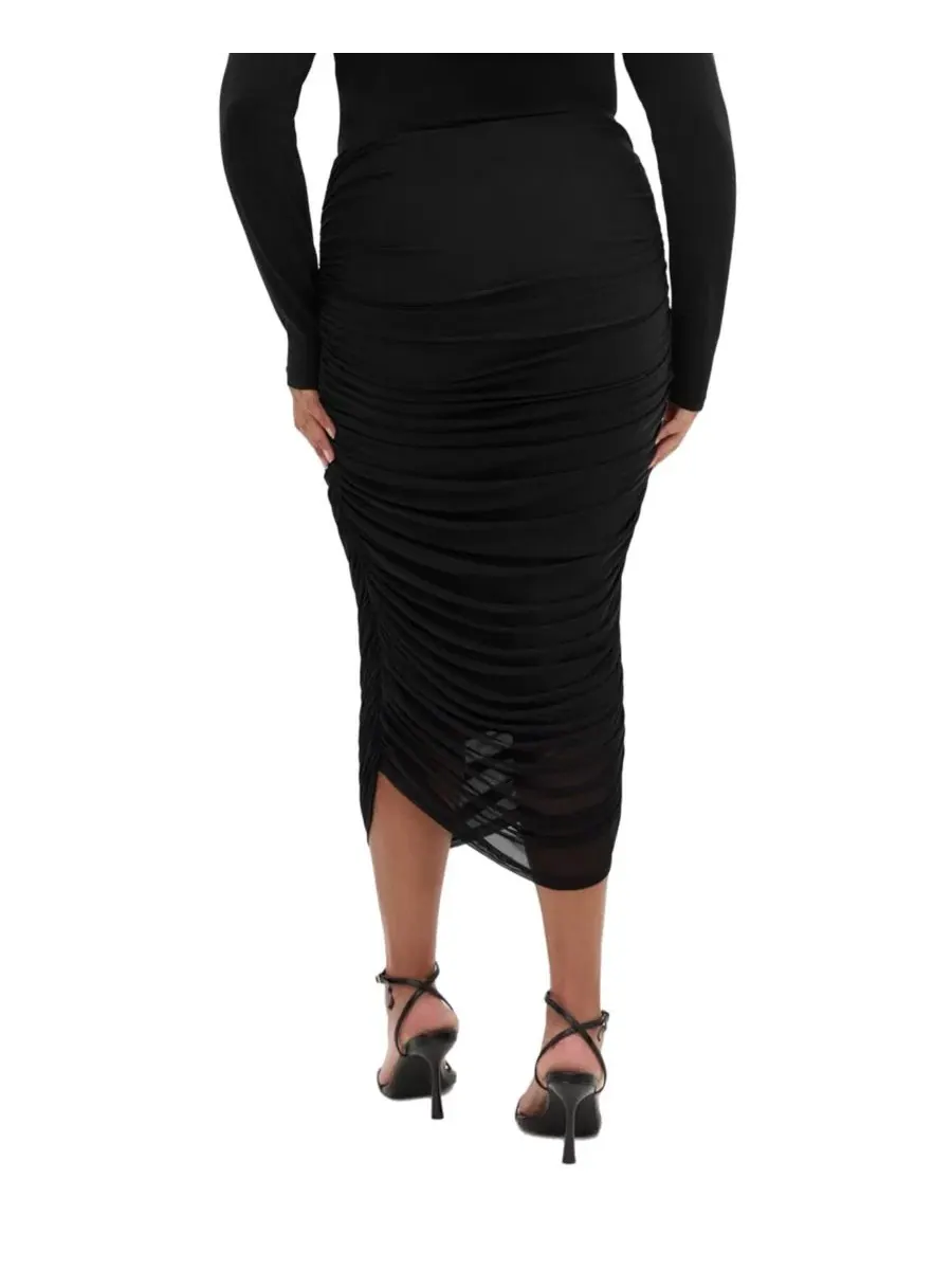 Юбка миди с защипами Anastasia Ruched Midi Skirt CITY CHIC — изображение 2 из 5, черный
