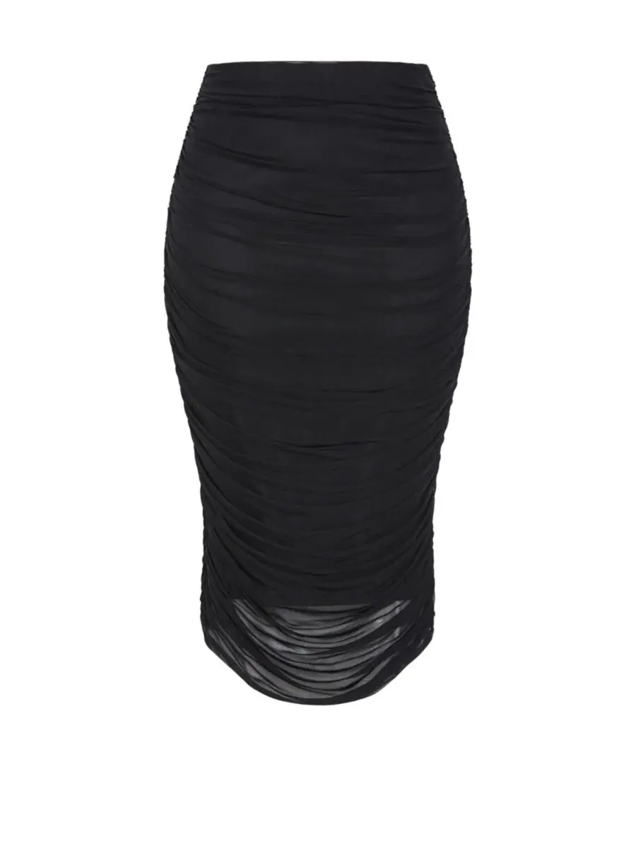 Юбка миди с защипами Anastasia Ruched Midi Skirt CITY CHIC — изображение 4 из 5, черный