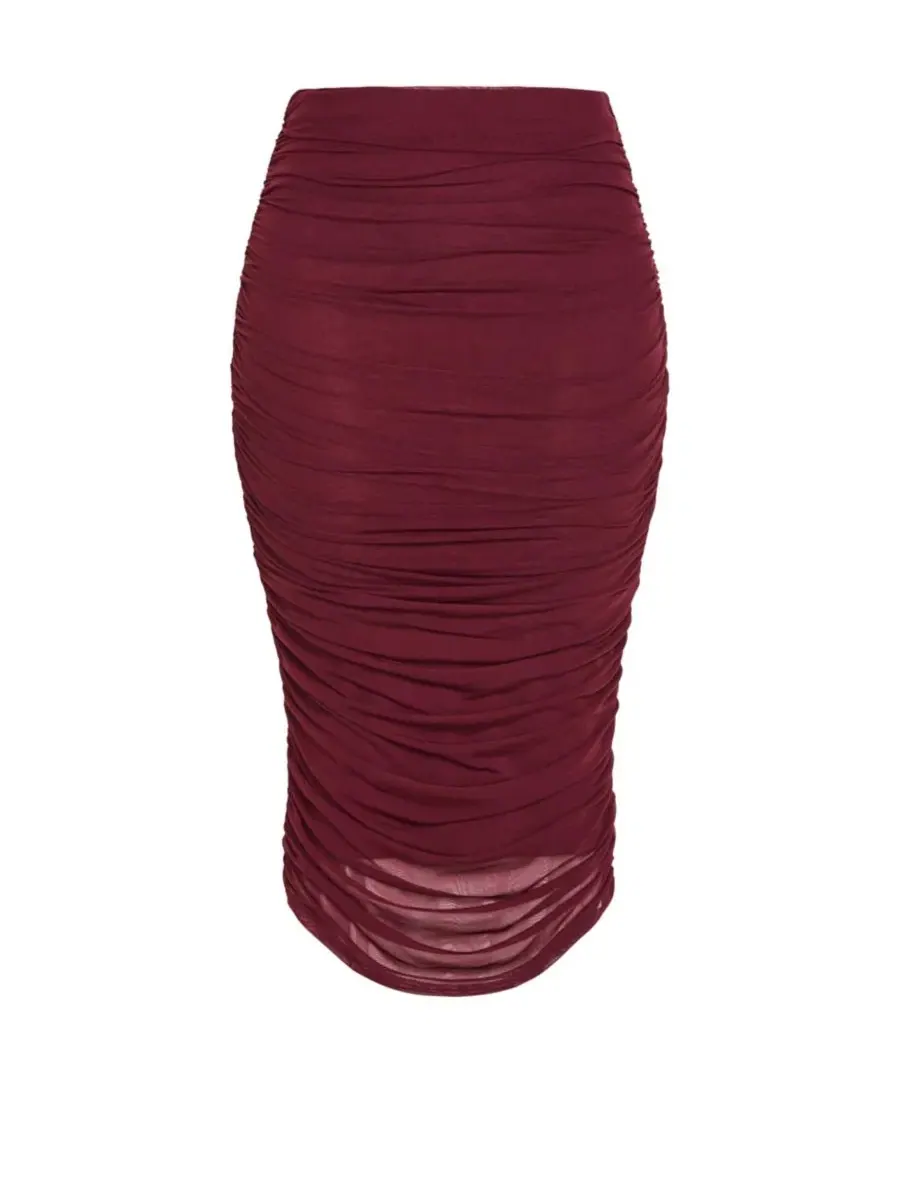 Юбка миди с защипами Anastasia Ruched Midi Skirt CITY CHIC, Choc Cherry — изображение 4 из 5