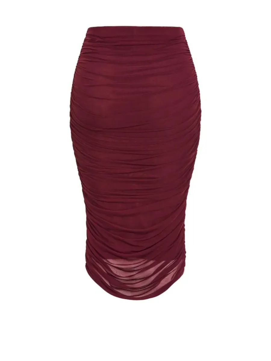 Юбка миди с защипами Anastasia Ruched Midi Skirt CITY CHIC, Choc Cherry — изображение 5 из 5