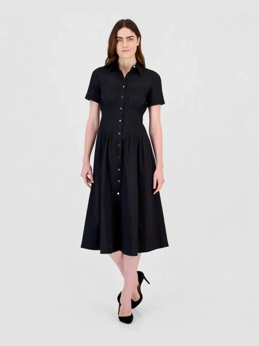 Платье-рубашка миди с плиссировкой на талии Anne Klein