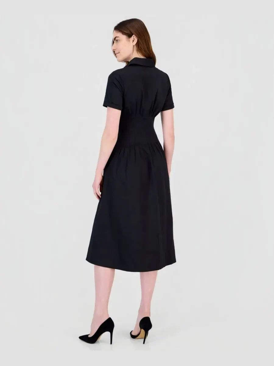 Платье-рубашка миди с плиссировкой на талии Anne Klein — изображение 3 из 3, черный