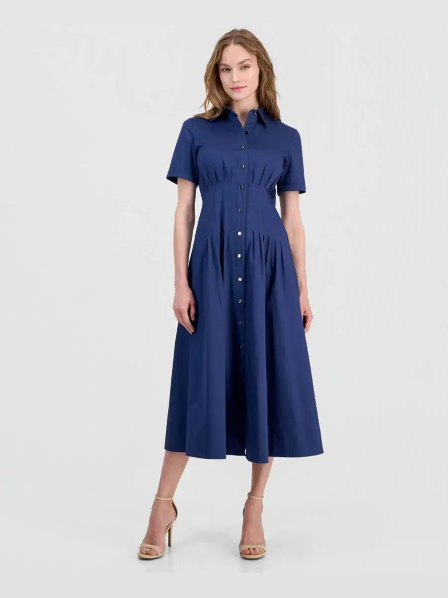 Платье-рубашка миди с защипами на талии Anne Klein