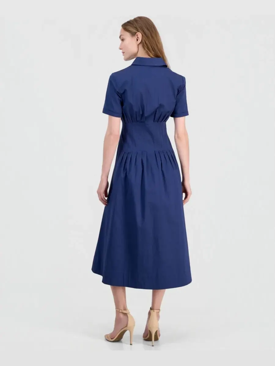 Платье-рубашка миди с защипами на талии Anne Klein — изображение 5 из 5, синий