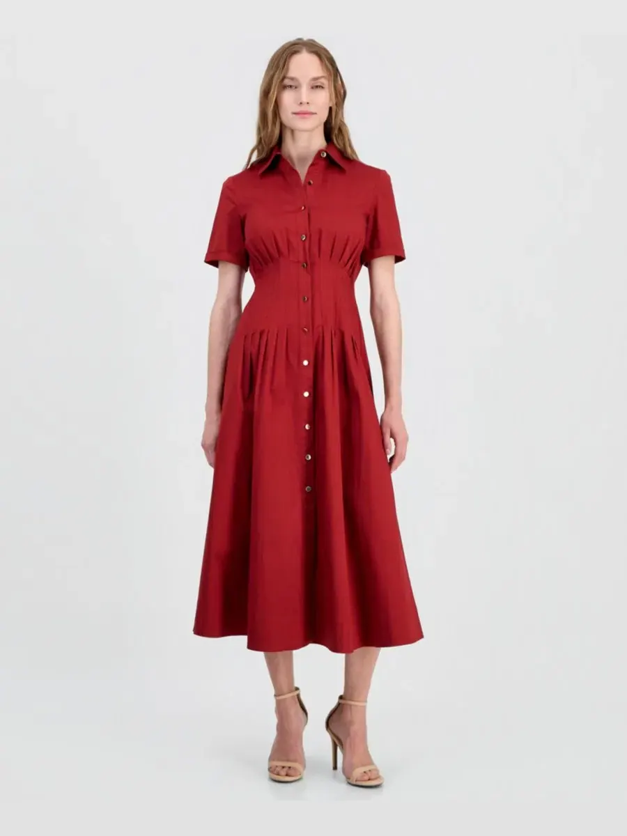 Платье-рубашка миди с плиссировкой на талии Anne Klein