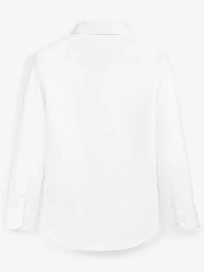 Классическая однотонная рубашка с длинным рукавом для мальчиков Big Boys B By Brooks Brothers — изображение 4 из 6, белый